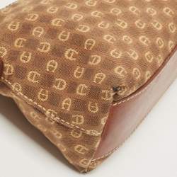 Aigner Brown Monogram Canvas And Leather Shoulder Bag