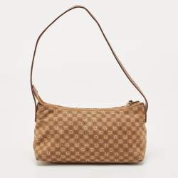 Aigner Brown Monogram Canvas And Leather Shoulder Bag