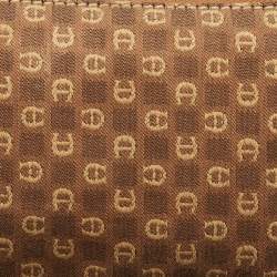 Aigner Brown Monogram Canvas And Leather Shoulder Bag