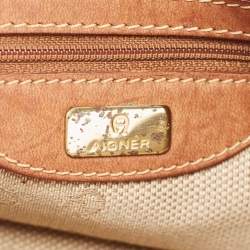Aigner Brown Monogram Canvas And Leather Shoulder Bag