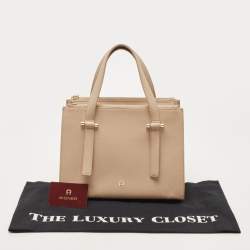 Pre Owned Aigner Beige Leather Lana City Tote 