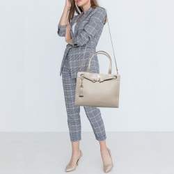Pre Owned Aigner Grey Python Embossed Leather Cavallina Tote