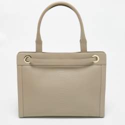 Pre Owned Aigner Grey Python Embossed Leather Cavallina Tote