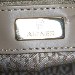 Pre Owned Aigner Grey Python Embossed Leather Cavallina Tote