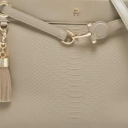 Pre Owned Aigner Grey Python Embossed Leather Cavallina Tote