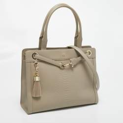 Pre Owned Aigner Grey Python Embossed Leather Cavallina Tote