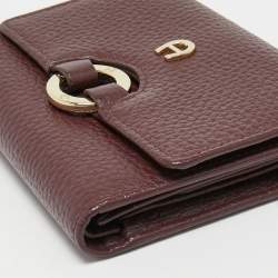 Pre Owned Aigner Burgundy Leather Logo Trifold Wallet