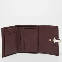 Pre Owned Aigner Burgundy Leather Logo Trifold Wallet