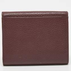Pre Owned Aigner Burgundy Leather Logo Trifold Wallet