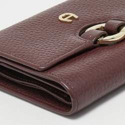Pre Owned Aigner Burgundy Leather Logo Trifold Wallet