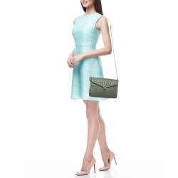 Aigner Green Logo Embossed Leather Pria Chain Shoulder Bag