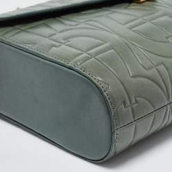 Aigner Green Logo Embossed Leather Pria Chain Shoulder Bag