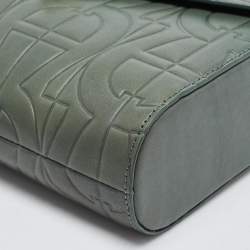Aigner Green Logo Embossed Leather Pria Chain Shoulder Bag