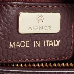 Aigner Burgundy/Black Leather Carla Top Handle Bag