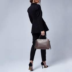 Aigner Burgundy/Black Leather Carla Top Handle Bag