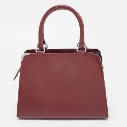 Pre Owned Aigner Burgundy Leather Front Pocket Satchel