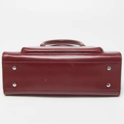 Pre Owned Aigner Burgundy Leather Front Pocket Satchel