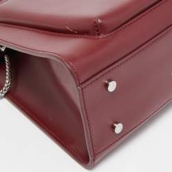 Pre Owned Aigner Burgundy Leather Front Pocket Satchel