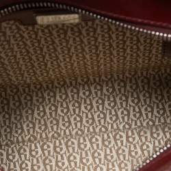 Pre Owned Aigner Burgundy Leather Front Pocket Satchel