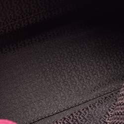 Pre Owned Aigner Dark Pink/Beige Monogram Canvas and Leather Cavallina Tote