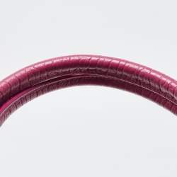 Pre Owned Aigner Dark Pink/Beige Monogram Canvas and Leather Cavallina Tote