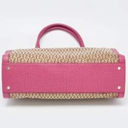 Pre Owned Aigner Dark Pink/Beige Monogram Canvas and Leather Cavallina Tote