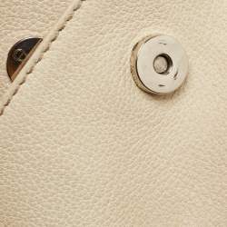 Aigner Off White/Brown Monogram Canvas and Leather Logo Handle Satchel