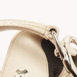 Aigner Off White/Brown Monogram Canvas and Leather Logo Handle Satchel