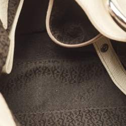 Aigner Off White/Brown Monogram Canvas and Leather Logo Handle Satchel