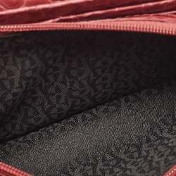 Pre Owned Aigner Pink Croc Embossed Leather Continental Wallet