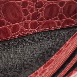 Pre Owned Aigner Pink Croc Embossed Leather Continental Wallet