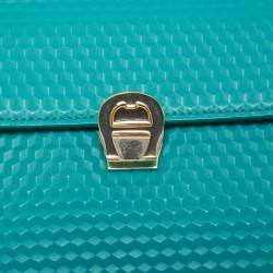 Aigner Green Embossed Leather Genoveva Top Handle Bag
