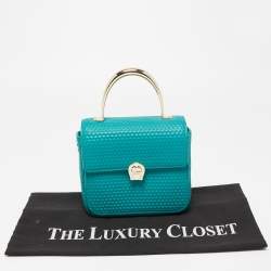 Aigner Green Embossed Leather Genoveva Top Handle Bag