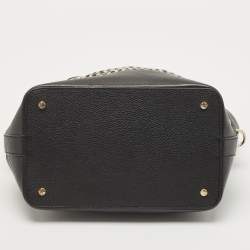 Aigner Black/White Signature Canvas and Leather Logo Satchel