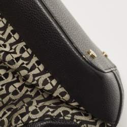 Aigner Black/White Signature Canvas and Leather Logo Satchel