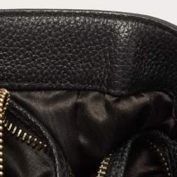 Aigner Black/White Signature Canvas and Leather Logo Satchel