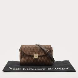 Pre Owned Aigner Brown Monogram Coated Canvas Genoveva Crossbody Bag