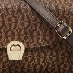 Pre Owned Aigner Brown Monogram Coated Canvas Genoveva Crossbody Bag