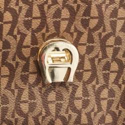 Pre Owned Aigner Brown Monogram Coated Canvas Genoveva Crossbody Bag