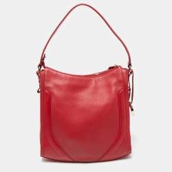 Aigner Red Leather Padlock Zip Hobo 