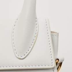 Jacquemus White Leather Mini Le Chiquito Top Handle Bag