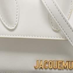 Jacquemus White Leather Mini Le Chiquito Top Handle Bag