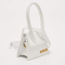 Jacquemus White Leather Mini Le Chiquito Top Handle Bag