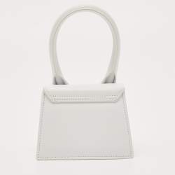 Jacquemus White Leather Mini Le Chiquito Top Handle Bag
