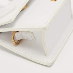 Jacquemus White Leather Mini Le Chiquito Top Handle Bag