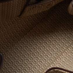 Aigner Burgundy Croc Embossed Leather Cavallina Top Handle Bag