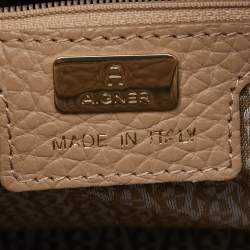 Aigner Beige/Black Leather Braided Top Handle Bag