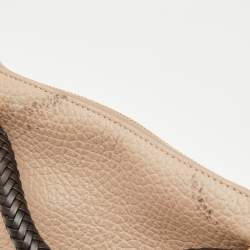 Aigner Beige/Black Leather Braided Top Handle Bag
