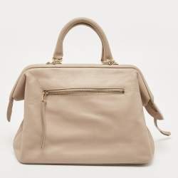 Aigner Taupe Leather Frame Satchel