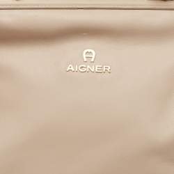 Aigner Taupe Leather Frame Satchel